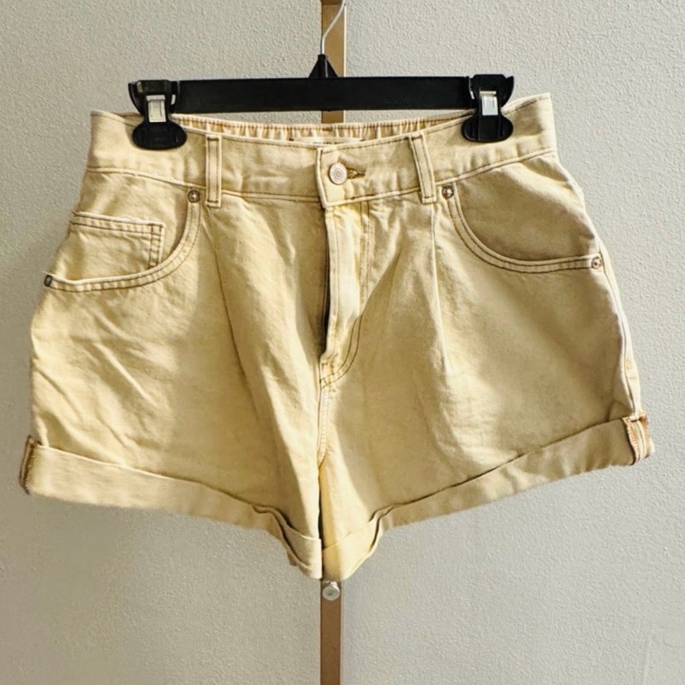 Free People High Waist Cream Shorts